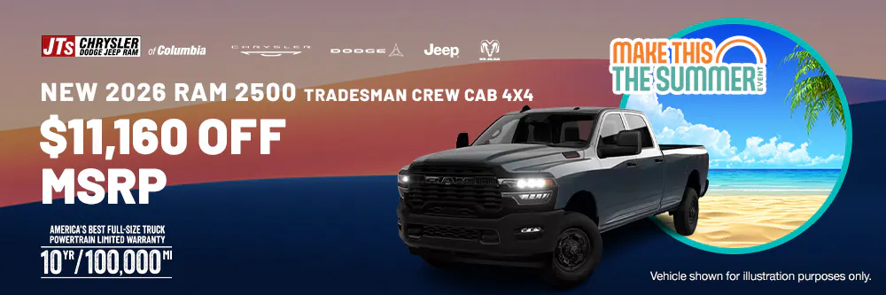 New 2026 RAM 2500 Tradesman Crew Cab 4×4 $11,160 off MSRP | JTs Chrysler Dodge Jeep Ram of Columbia