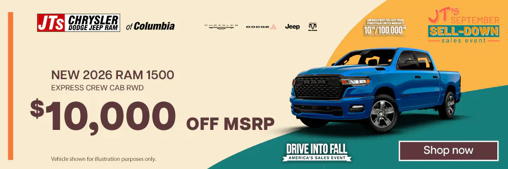 $10,000 off MSRP | JTs Chrysler Dodge Jeep Ram of Columbia