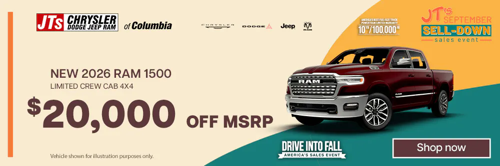 $20,000 off MSRP | JTs Chrysler Dodge Jeep Ram of Columbia