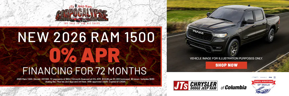 0% APR Financing for 72 months | JTs Chrysler Dodge Jeep Ram of Columbia