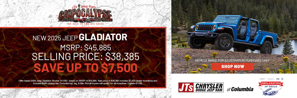 Save up to $7,500  MSRP: $45,885  Selling price: $38,385 | JTs Chrysler Dodge Jeep Ram of Columbia