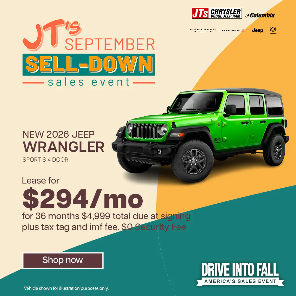 Lease for $294/mo for 36 months | JTs Chrysler Dodge Jeep Ram of Columbia