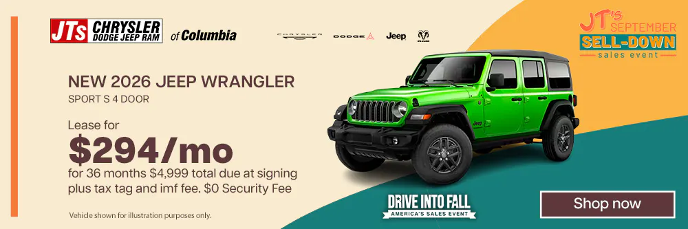 Lease for $294/mo for 36 months | JTs Chrysler Dodge Jeep Ram of Columbia