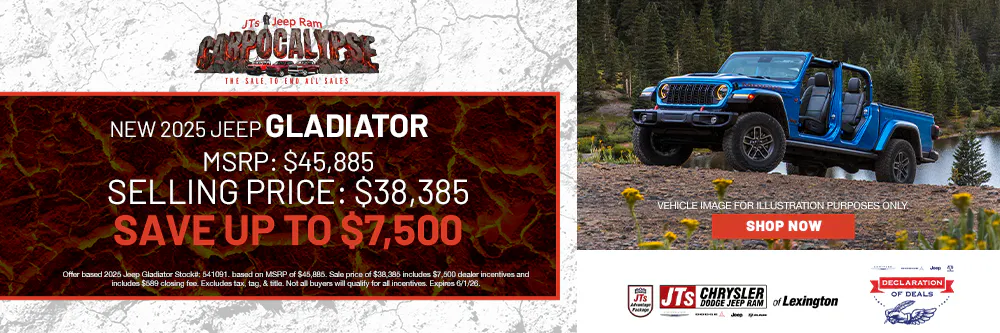 Save up to $7,500  MSRP: $45,885  Selling price: $38,385 | JTs Chrysler Jeep Dodge Ram of Lexington