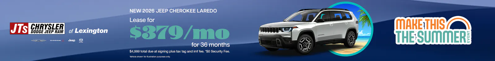 Lease for $379/mo for 36 months $4,999 total due at signing plus tax tag and imf fee. *$0 Security Fee