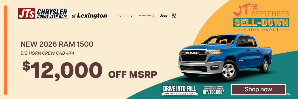 New 2026 RAM 1500 Big Horn Crew Cab 4×4 $12,000 off MSRP | JTs Chrysler Jeep Dodge Ram of Lexington