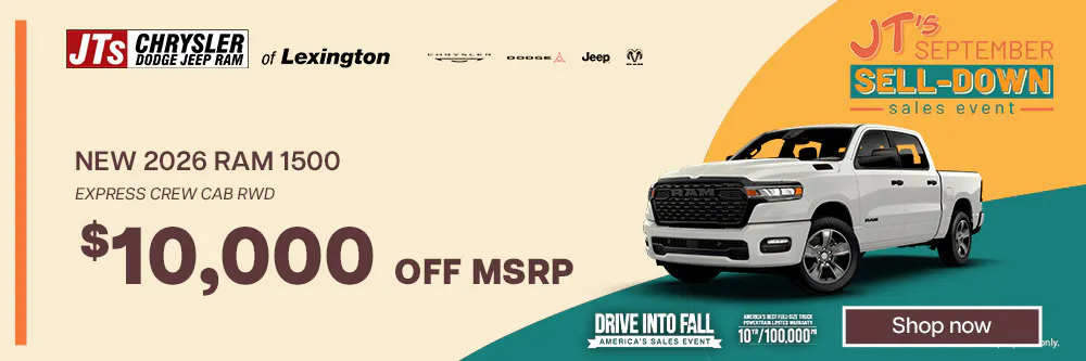 New 2026 RAM 1500 Express Crew Cab RWD $10,000 off MSRP | JTs Chrysler Jeep Dodge Ram of Lexington