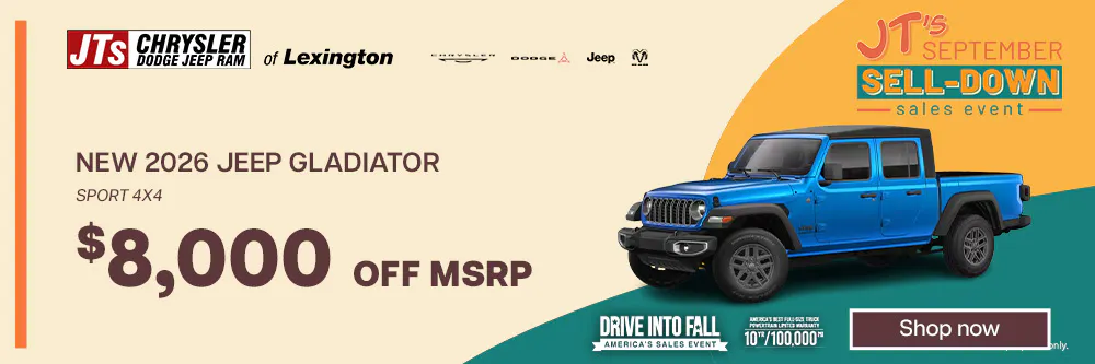 2026 Jeep Gladiator Sport 4×4 $8,000 off MSRP | JTs Chrysler Jeep Dodge Ram of Lexington