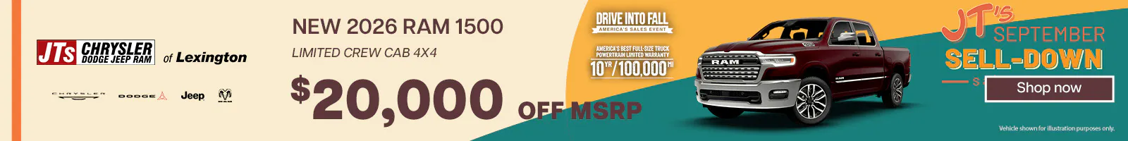 New 2026 RAM 1500 Limited Crew Cab 4×4 $20,000 off MSRP