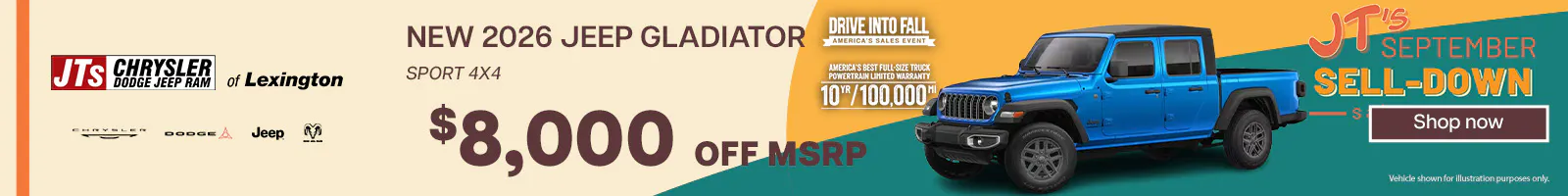 2026 Jeep Gladiator Sport 4×4 $8,000 off MSRP