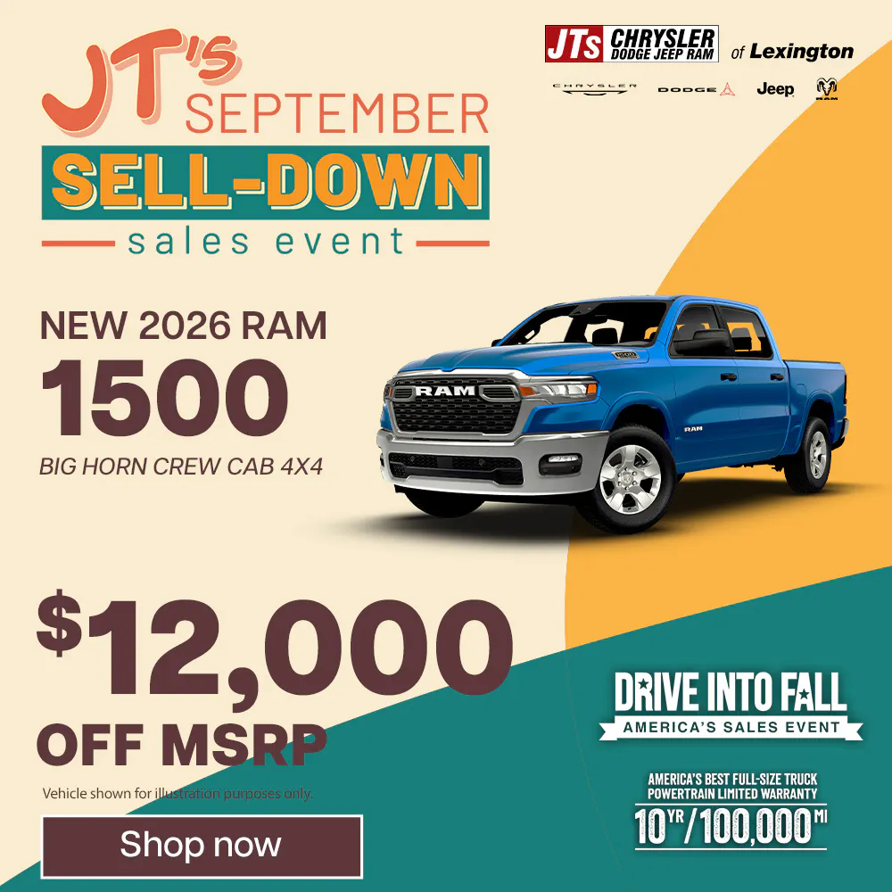 New	2026 RAM 1500 Big Horn Crew Cab 4×4 $12,000 off MSRP | JTs Chrysler Jeep Dodge Ram of Lexington