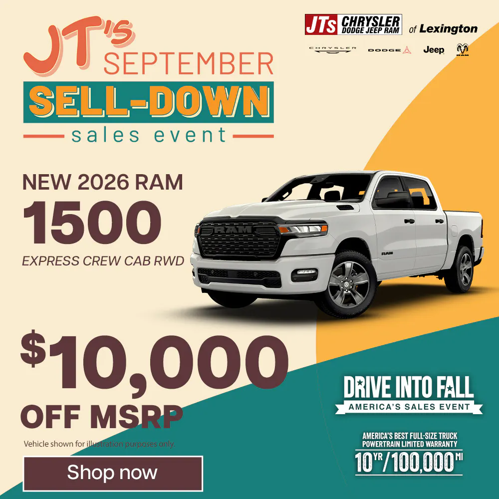 New	2026 RAM 1500 Express Crew Cab RWD $10,000 off MSRP | JTs Chrysler Jeep Dodge Ram of Lexington