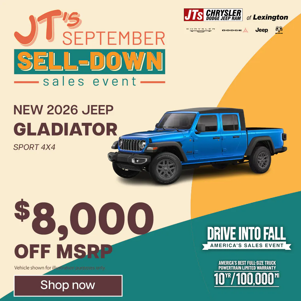 2026 Jeep Gladiator Sport 4×4 $8,000 off MSRP | JTs Chrysler Jeep Dodge Ram of Lexington