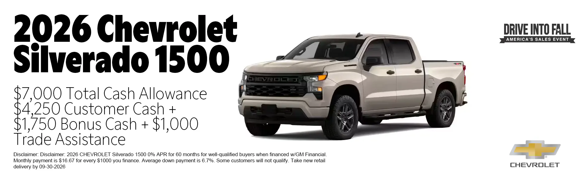 2026 Chevrolet Silverado 1500 customer cash offer at Juneau Chevrolet in Juneau, Alaska