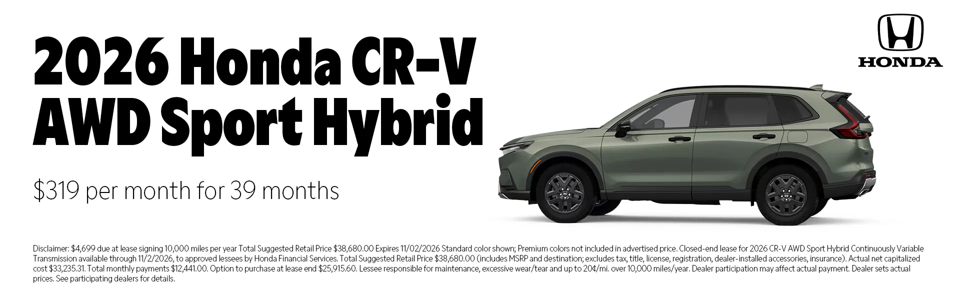 2026 Honda CR-V Sport Hybrid AWD special offer at Juneau Honda in Juneau, Alaska