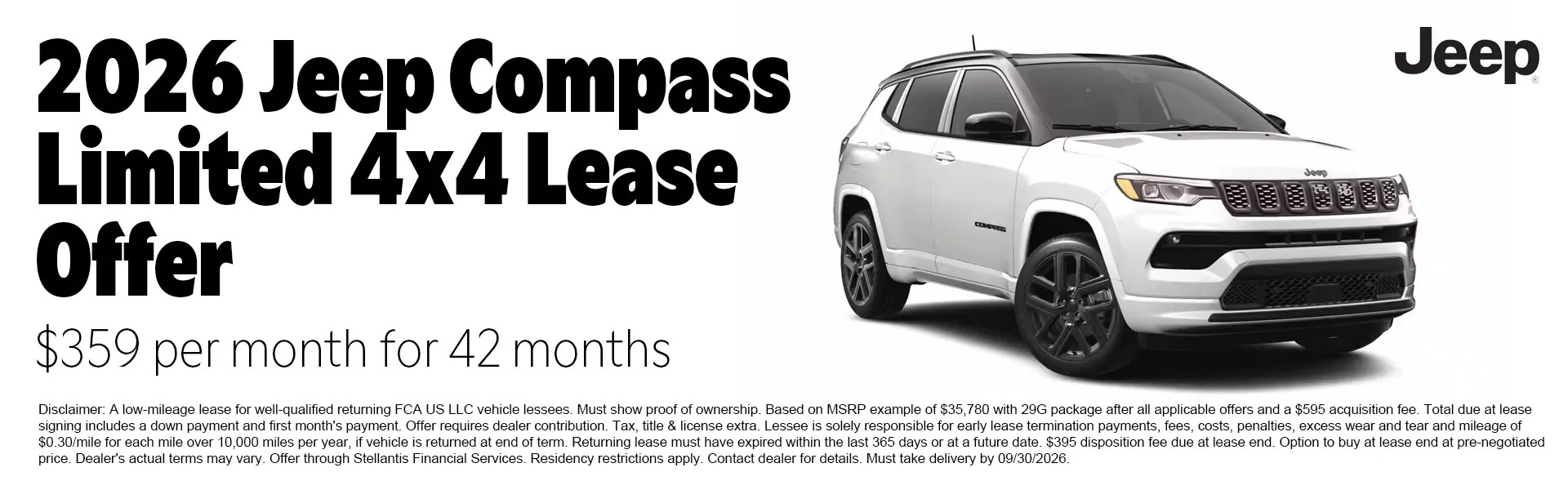 2026 Jeep Compass Limited 4x4 lease offer at Juneau Jeep RAM in Juneau, Alaska