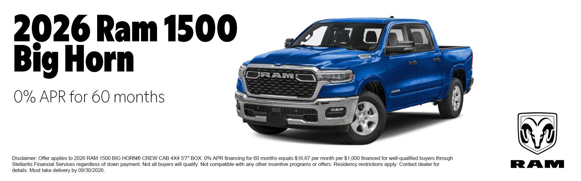 2026 RAM 1500 Big Horn finance offer at Juneau Jeep RAM in Juneau, Alaska
