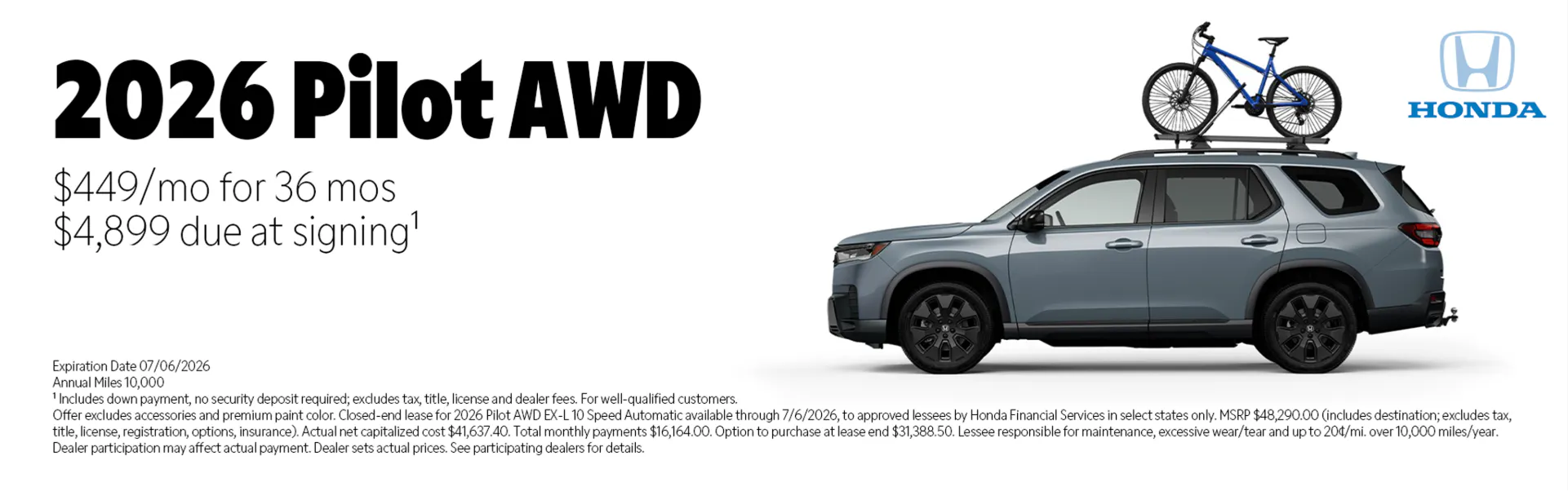 Honda Pilot special offer at Juneau Auto Mall Alaska