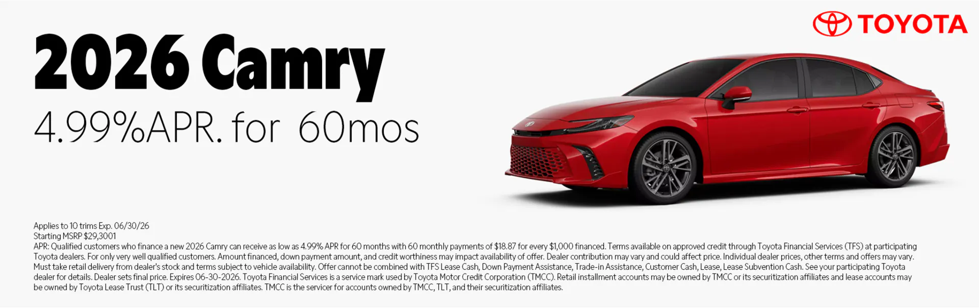 2026 Toyota Camry special offer at Juneau Auto Mall