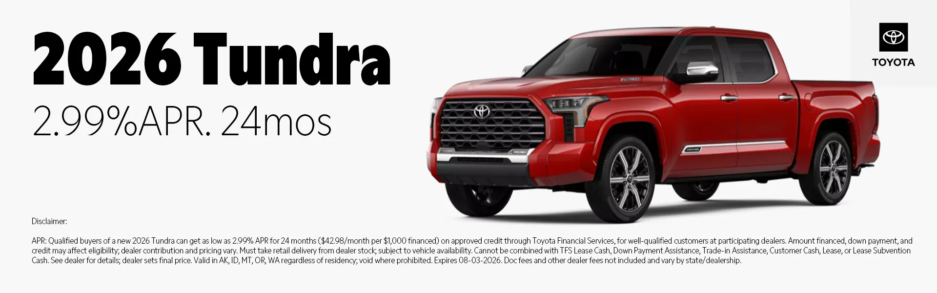 2026 Toyota Tundra special offer at Juneau Auto Mall