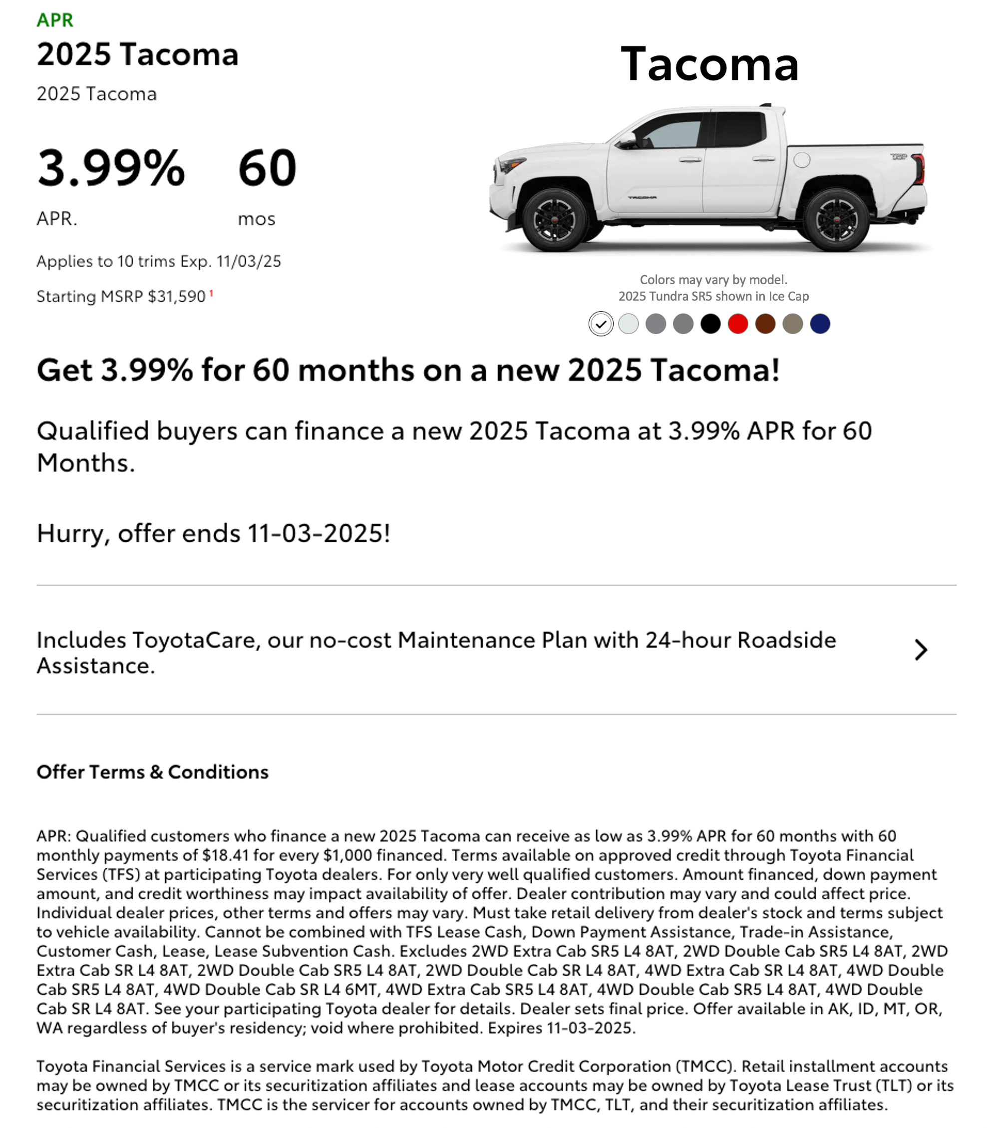 Tundra Special Offer