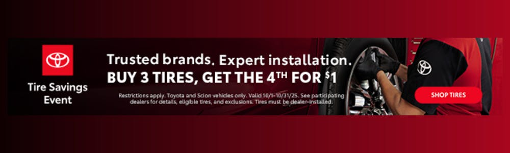 Buy 3 tires get 4th for 1 Dollar | Juneau Toyota