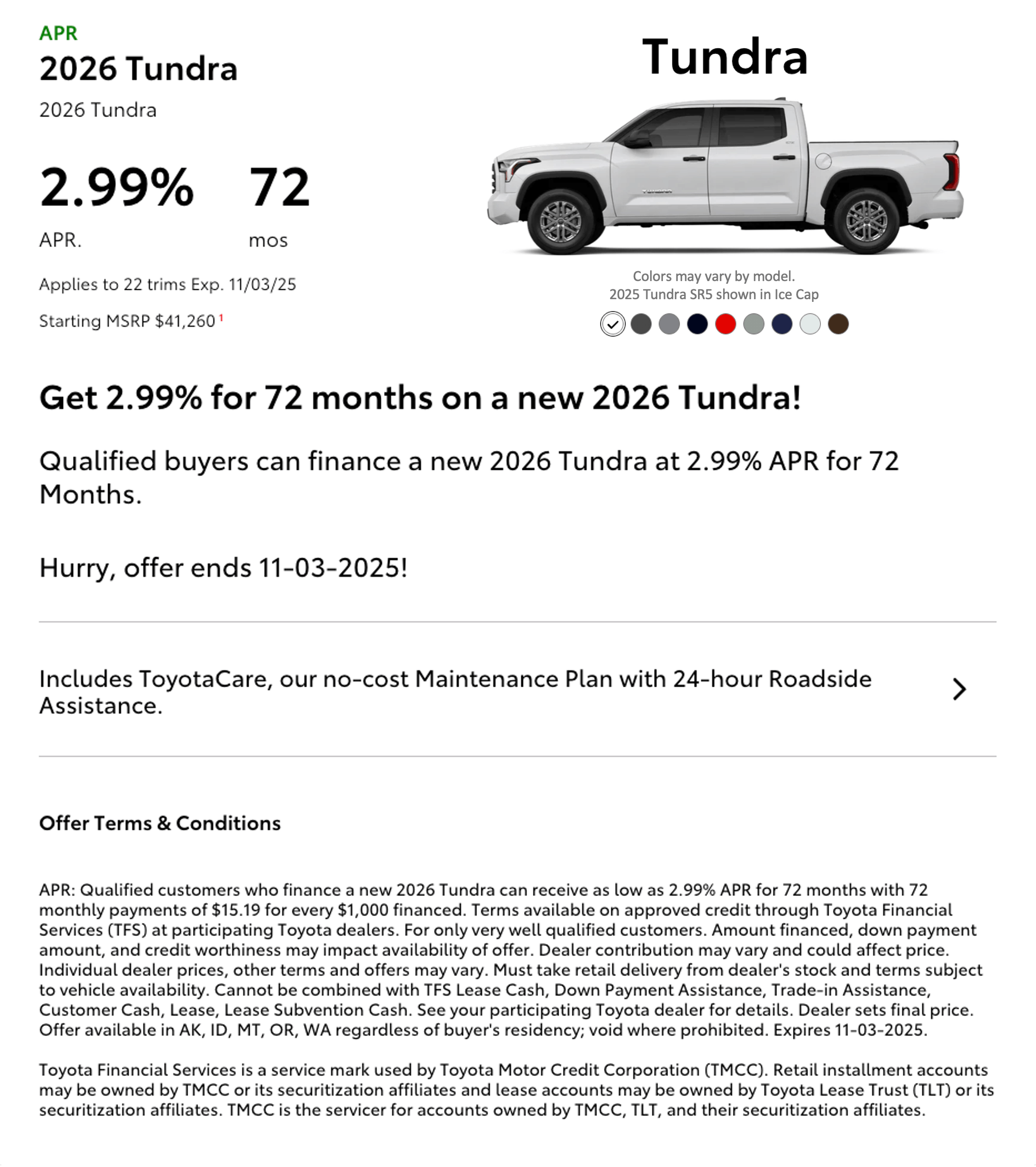 Tundra Special Offer 2
