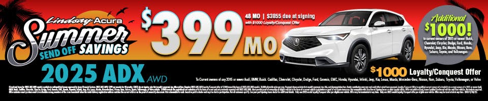 25ADX $399 per mo SEPT25 | Lindsay Acura