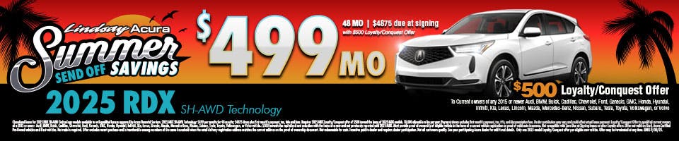 $499 mo | 2025 RDX SH-AWD SEPT25 | Lindsay Acura