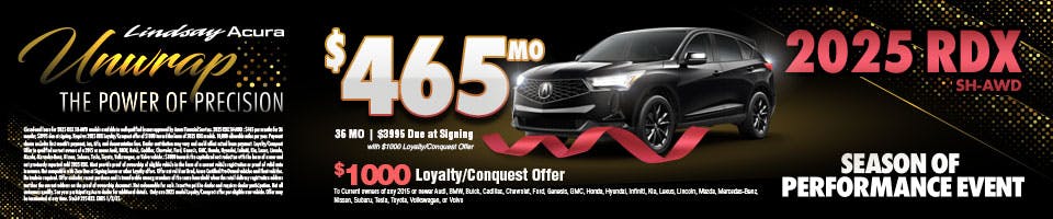 $465 mo | 2025 RDX SH-AWD DEC25 | Lindsay Acura