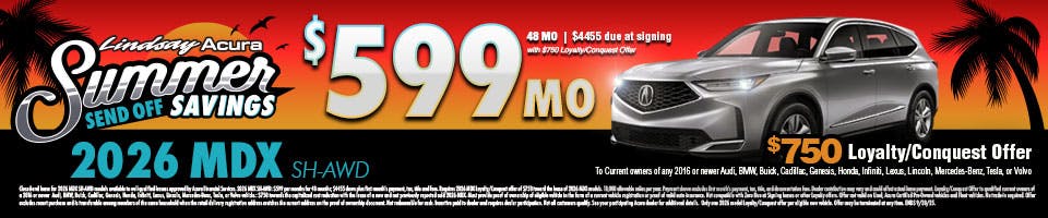 2026 MDX $599mo SEPT25 | Lindsay Acura
