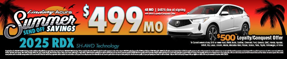 $499 mo | 2025 RDX SH-AWD SEPT25 | Lindsay Acura