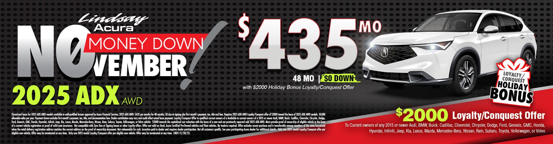 25ADX $435 per mo NOV25