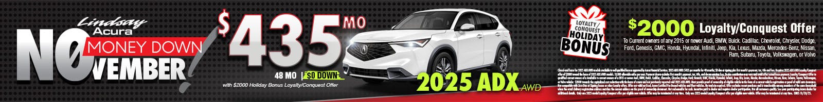 25ADX $435 per mo NOV25