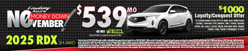 $539 mo | 2025 RDX SH-AWD NOV25 | Lindsay Acura