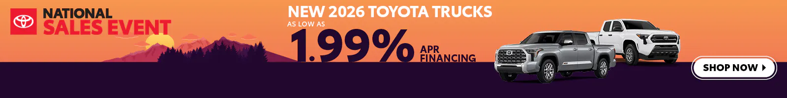 New 2026 Toyota Trucks as low as 1.99%