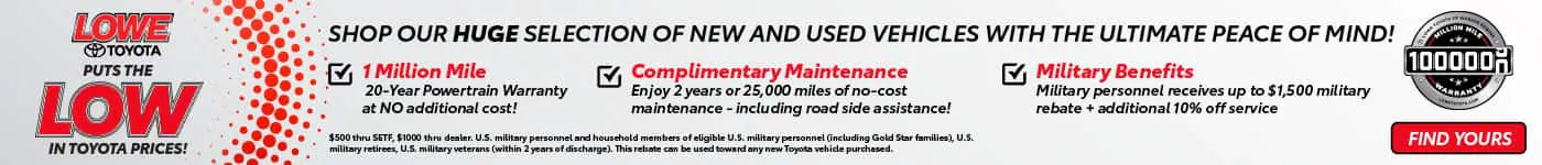 Million Mile warranty banner