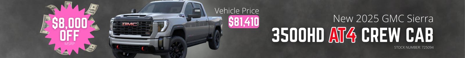 8,000 off 2025 GMC Sierra 3500HD