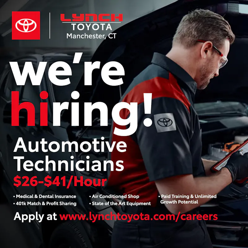 Lynch Toyota is hiring Automotive Technicians, $26–$41/hour. Apply at lynchtoyota.com/careers