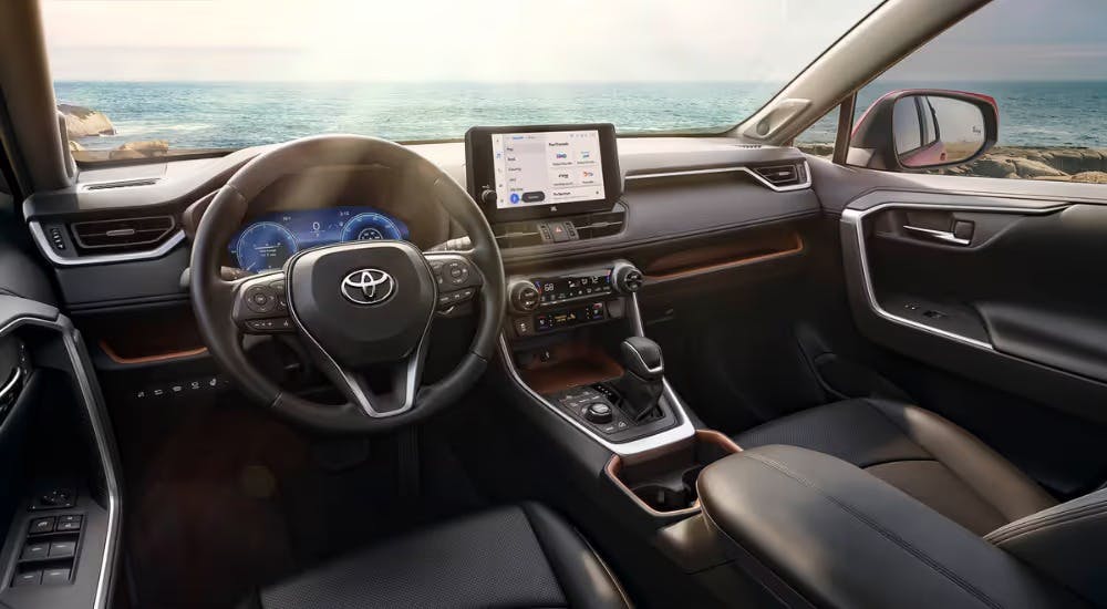 Black interior in a 2025 Toyota RAV4 Hybrid