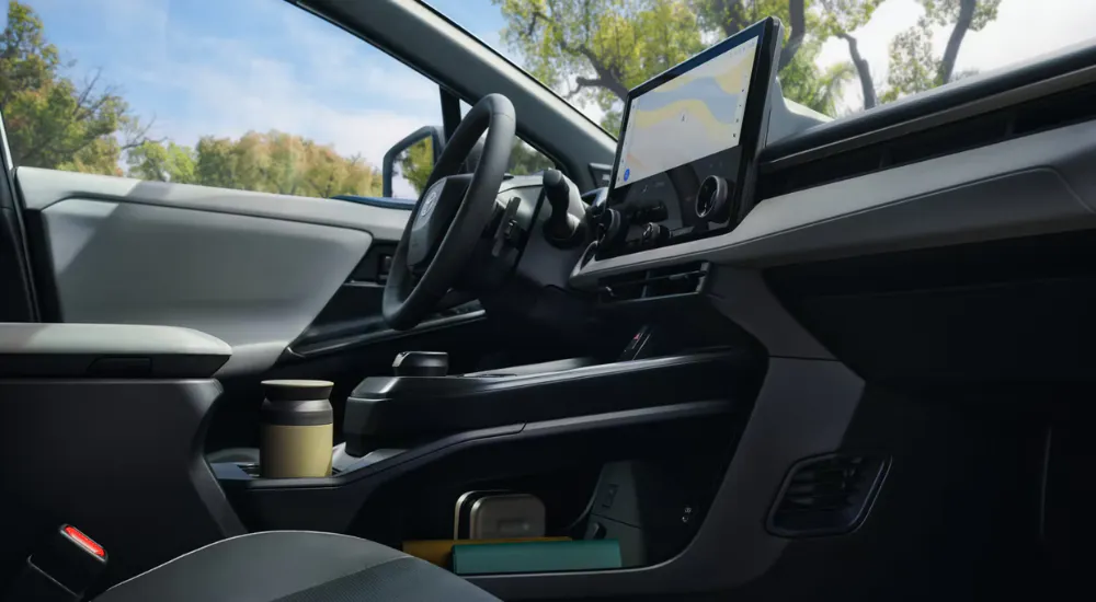 Black interior of a 2026 Toyota bZ