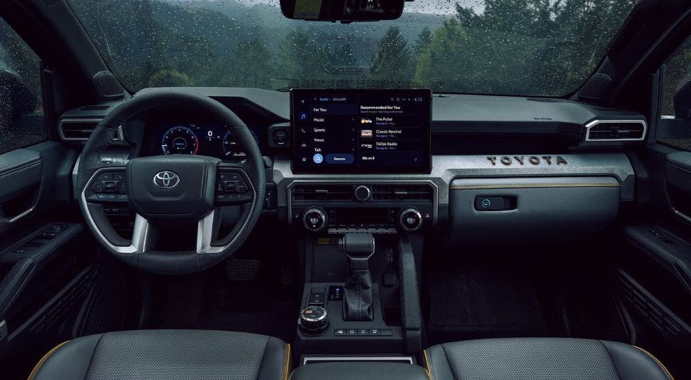 The dashboard and infotainment screen in a 2025 Toyota 4Runner.
