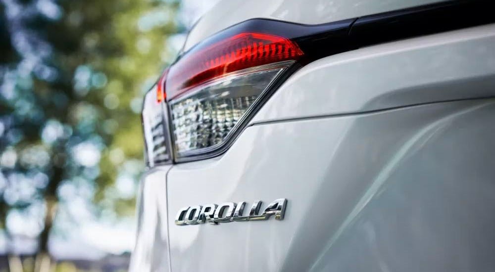 Taillight on a white 2026 Toyota Corolla LE