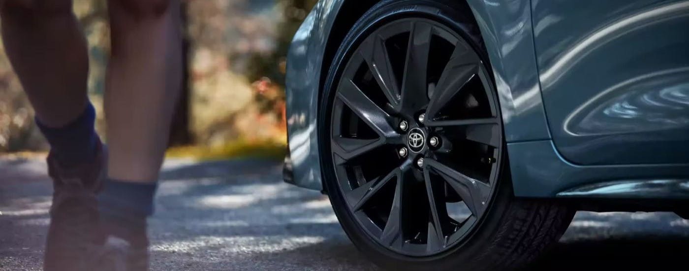 Black wheel on a grey 2023 Toyota Corolla XSE