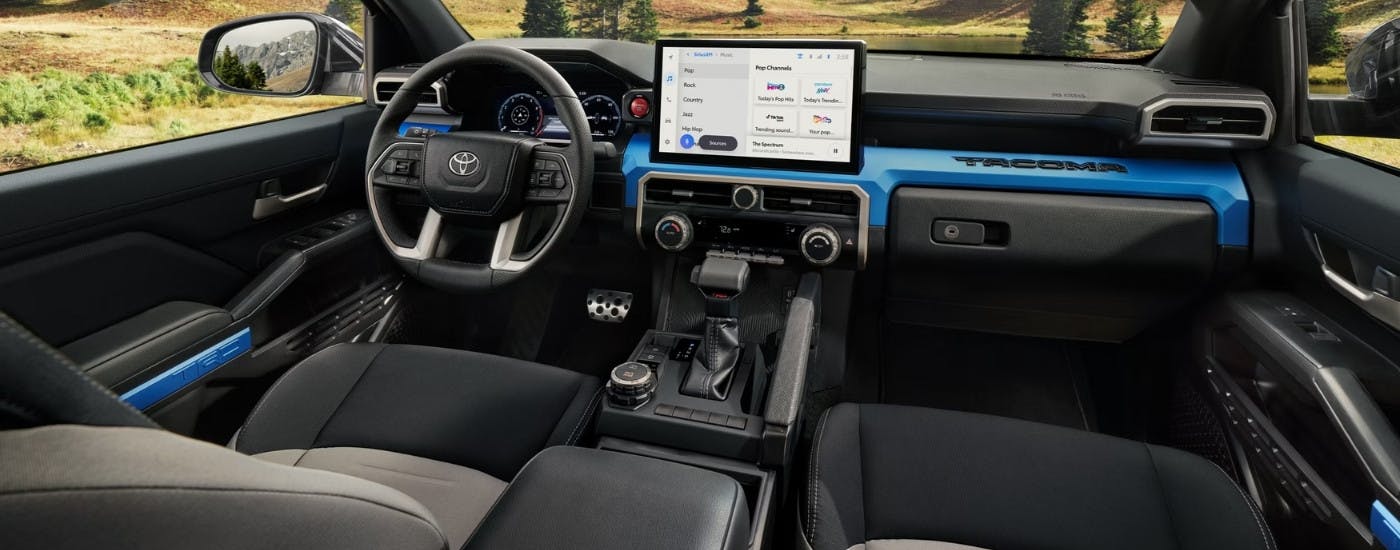 Infotainment and digital gauge cluster on a 2025 Toyota Tacoma for sale near Atlanta