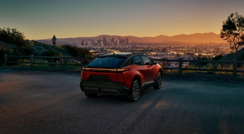 Orange 2026 Toyota C-HR XSE parked at an overlook