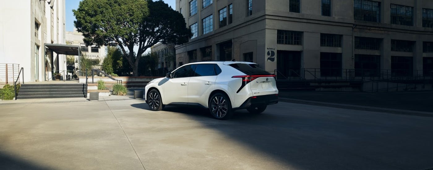 White 2026 Toyota bZ for sale near Atlanta parked after a test drive