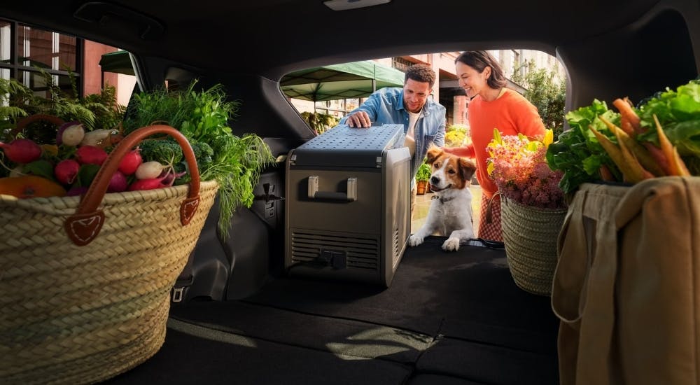 Rear cargo area in a 2026 Toyota bZ.