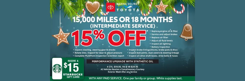 15,000 Miles or 18 Months (Intermediate Service) | Marina del Rey Toyota