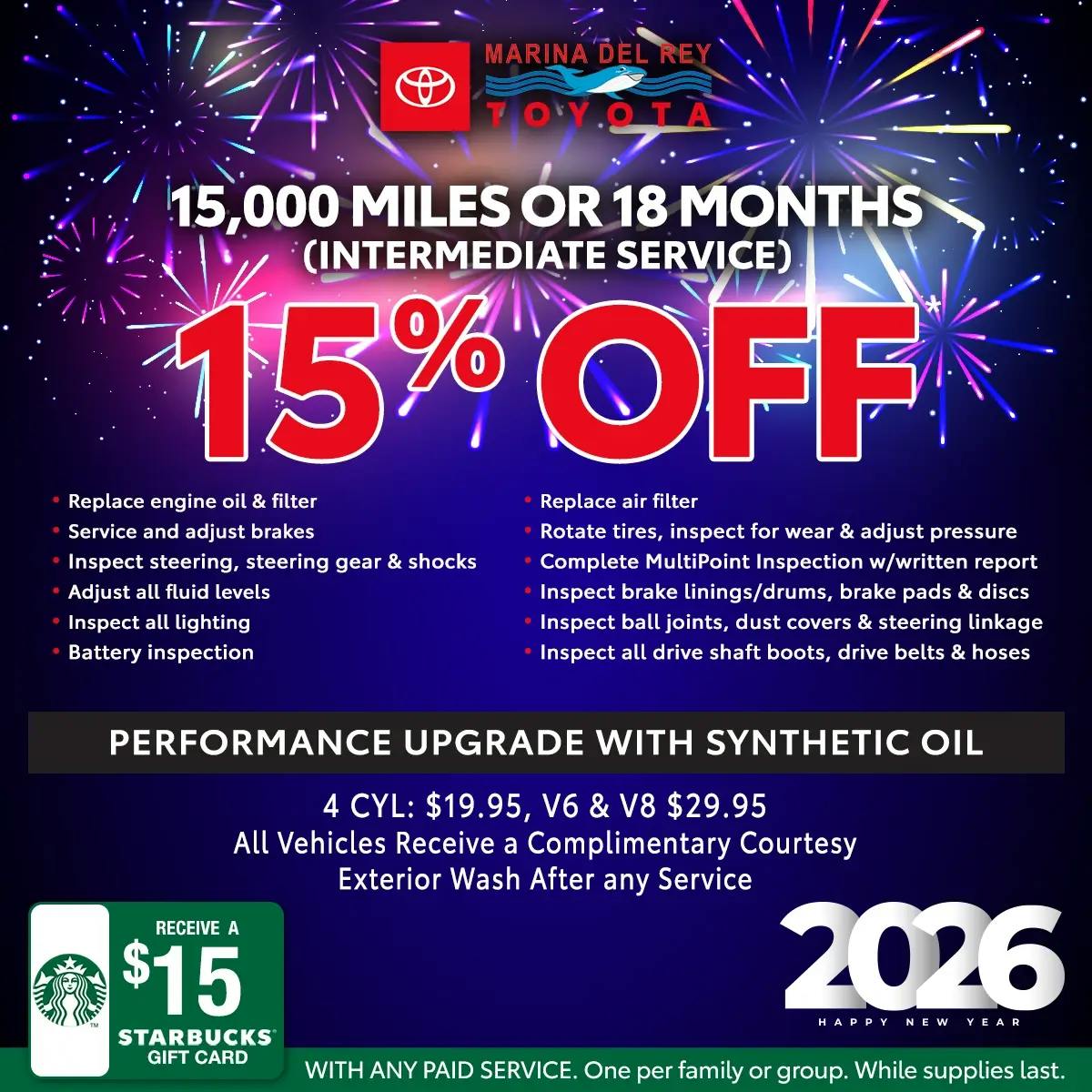 15,000 Miles or 18 Months (Intermediate Service) | Marina del Rey Toyota